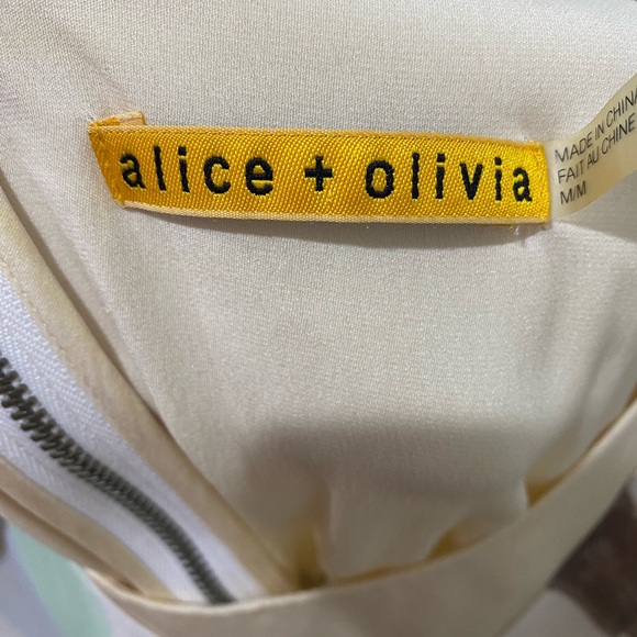 ALICE + OLIVIA RYLAN Women Paint Stroke Silk Mini Dress Size Medium - Picture 3 of 6